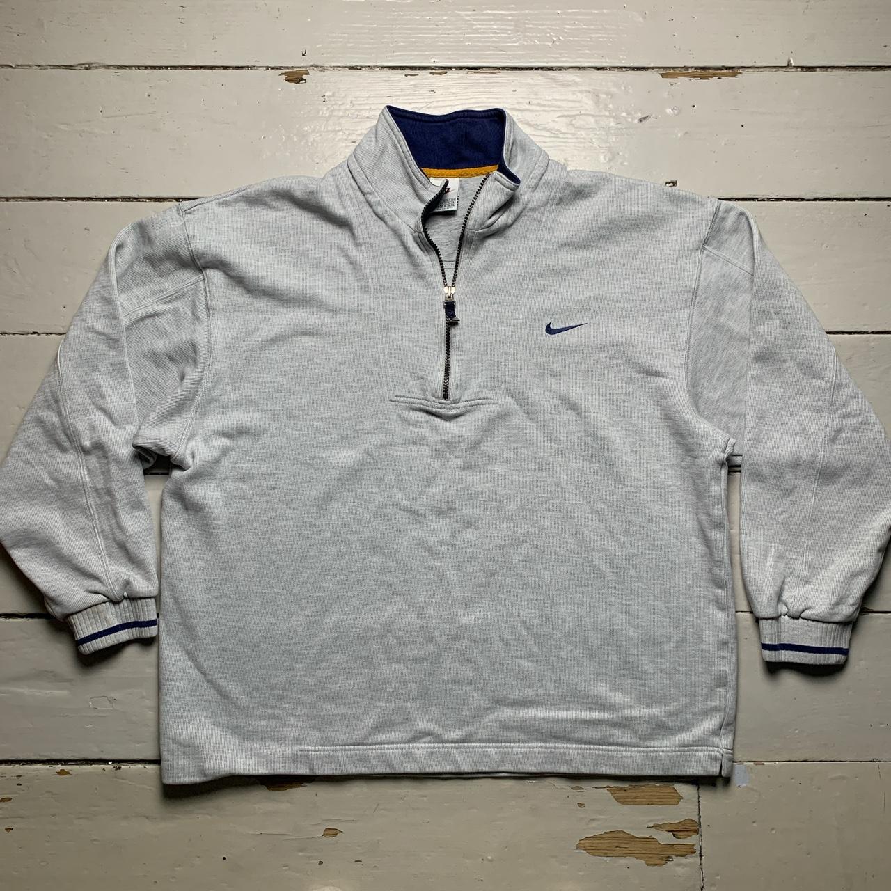 Nike Vintage 90’s Quarter Zip Grey Navy and Yellow Jumper