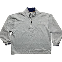 Nike Vintage 90’s Quarter Zip Grey Navy and Yellow Jumper (XL)