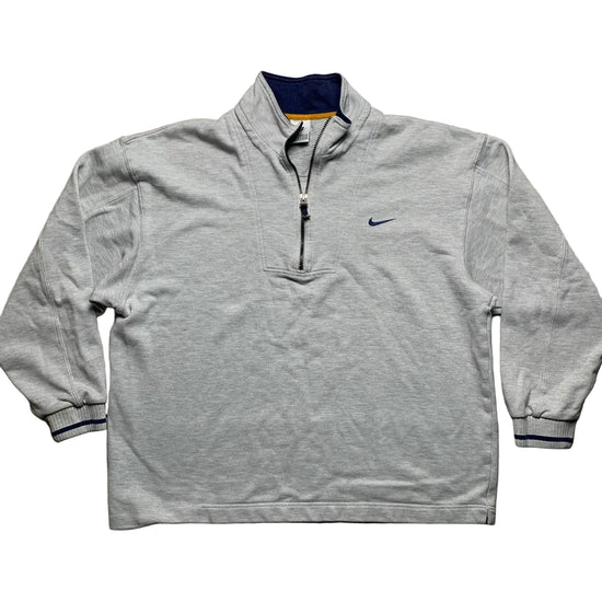 Nike Vintage 90’s Quarter Zip Grey Navy and Yellow Jumper (XL)