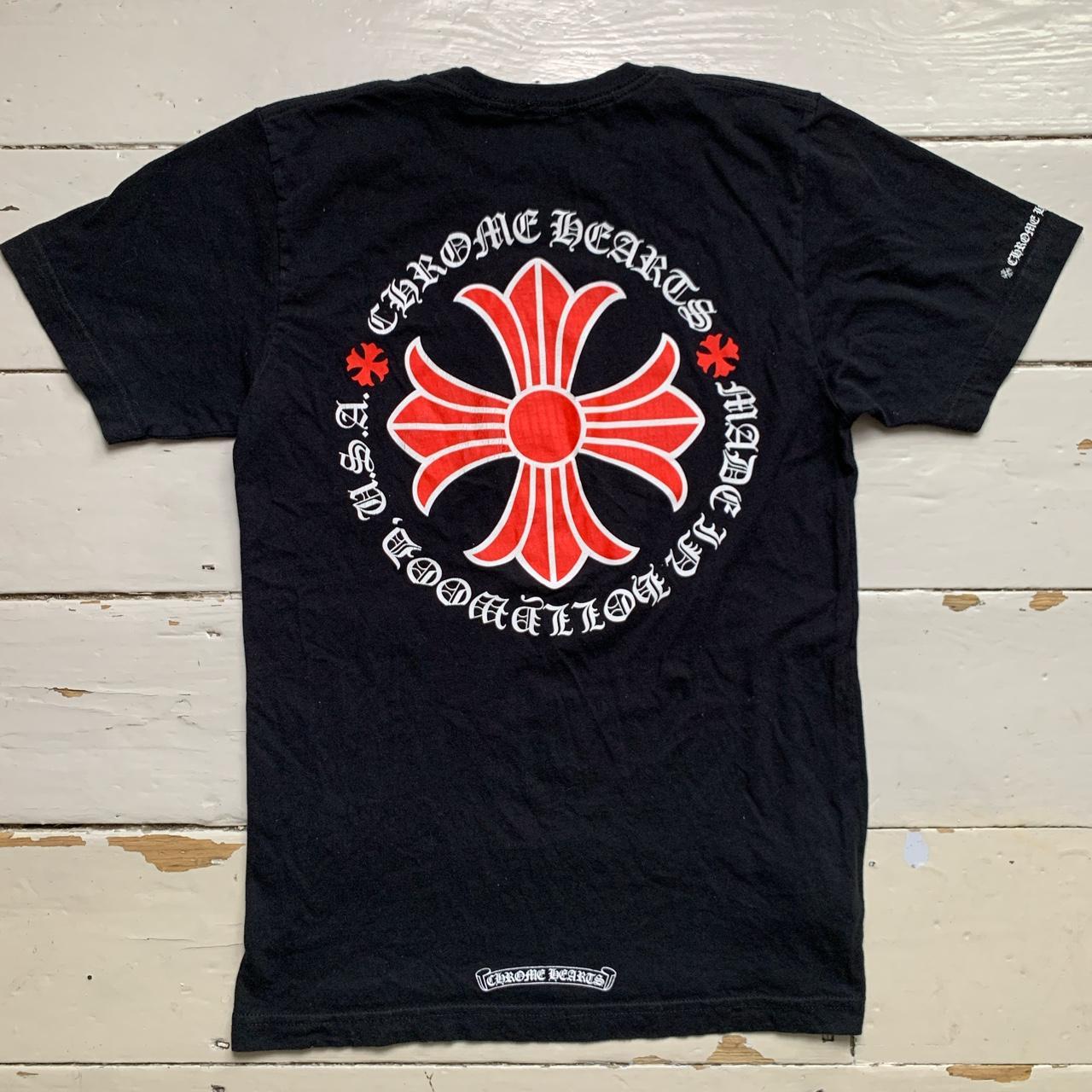 Chrome Hearts Black Red and White Cross T Shirt