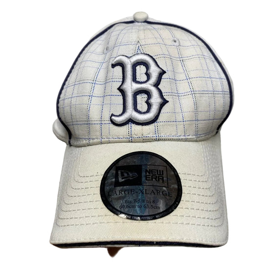 New Era Boston Red Sox White Checked Fitted Baseball Cap