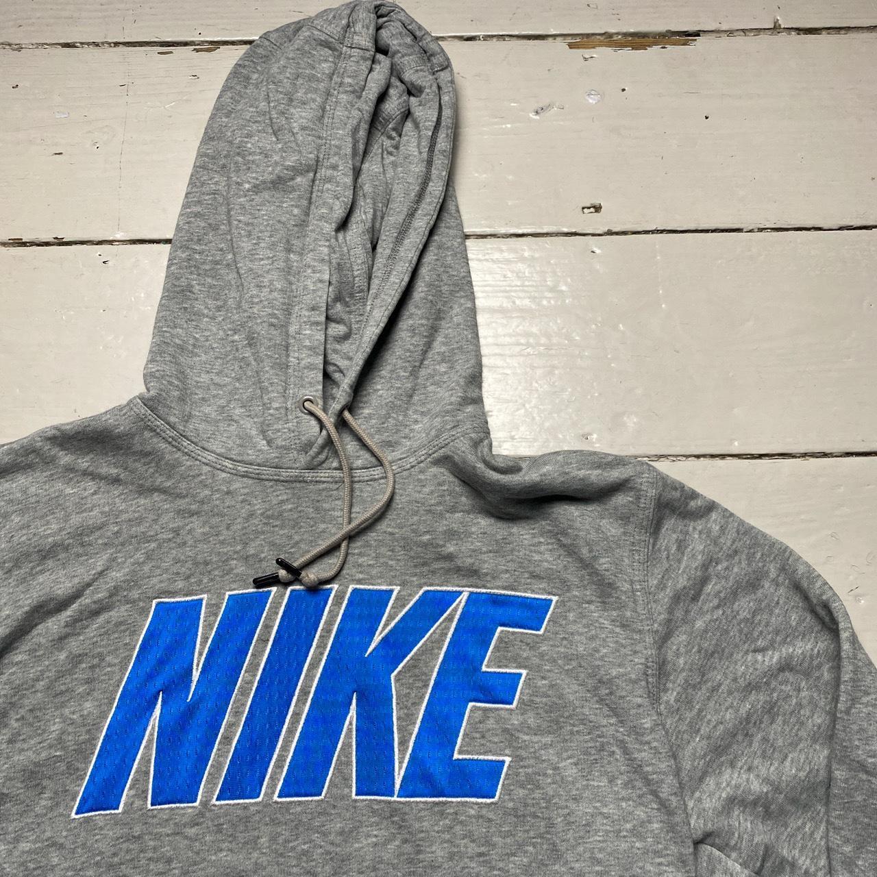 Nike Club Spellout Grey and Blue Hoodie