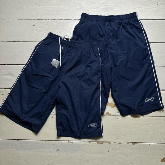 Reebok Vintage Navy and White Shell Track Pant Shorts