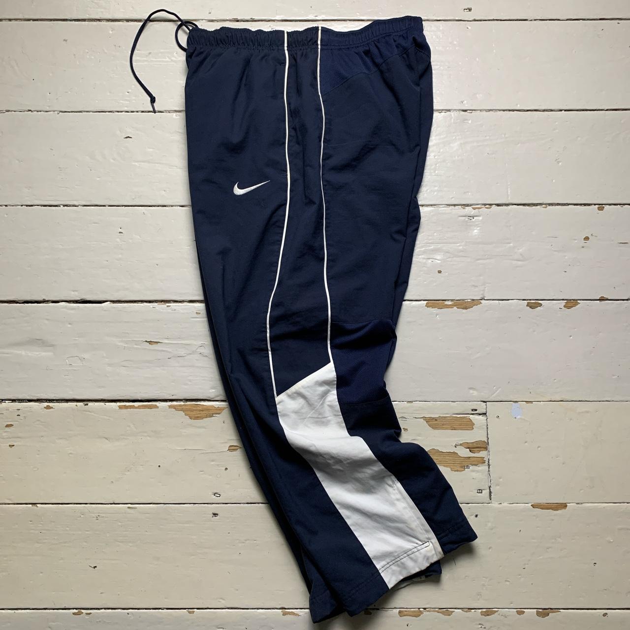 Nike Swoosh Vintage Baggy Track Pant Shell Bottoms Navy and White