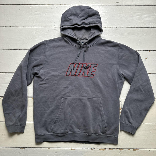 Nike Club Contrast Stitch Grey and Red Hoodie