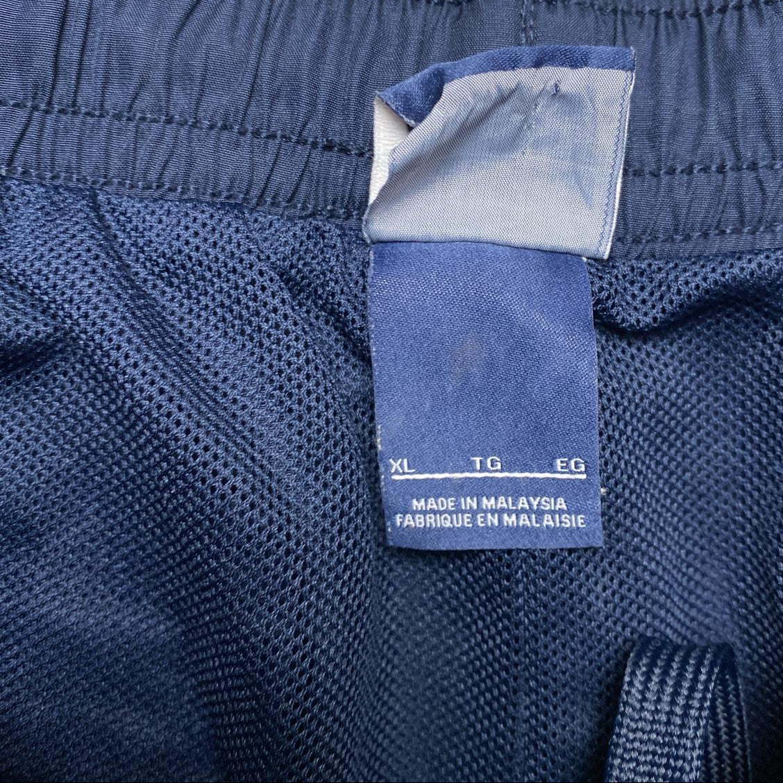 Nike Swoosh Navy and White Baggy Shell Trackpant Bottoms (XL)