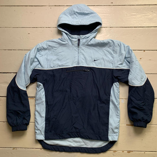 Nike Vintage Baby Blue and Navy Swoosh Skidoo Quarter Zip Jacket