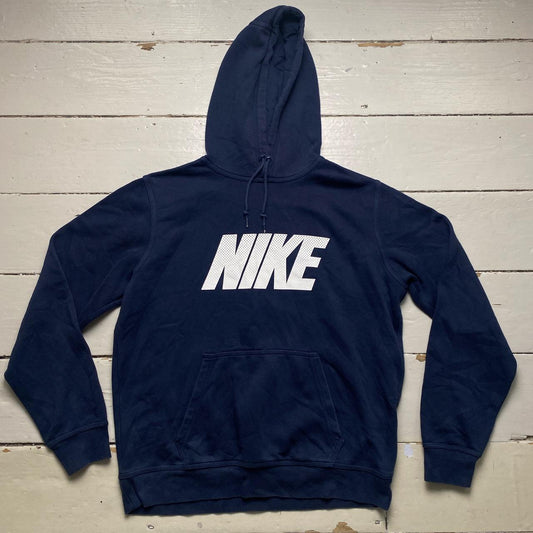 Nike Club Spellout Navy and White Hoodie