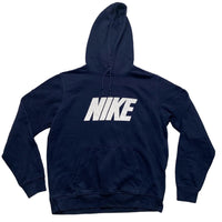Nike Club Spellout Navy and White Hoodie (L)