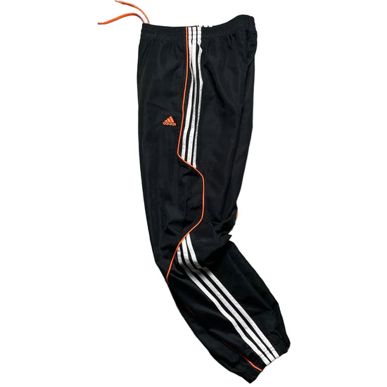 Adidas Vintage Shell Trackpant Bottoms Black White 3 Stripe and Orange (XS)