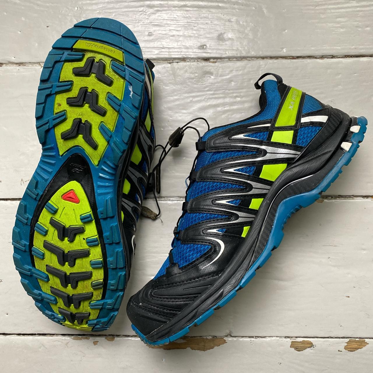 Salomon XA Pro Blue and Neon Green Trainers