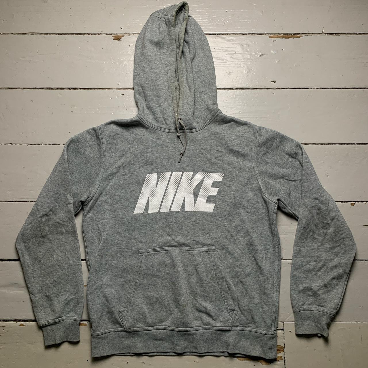 Nike Club Spellout Grey and White Hoodie