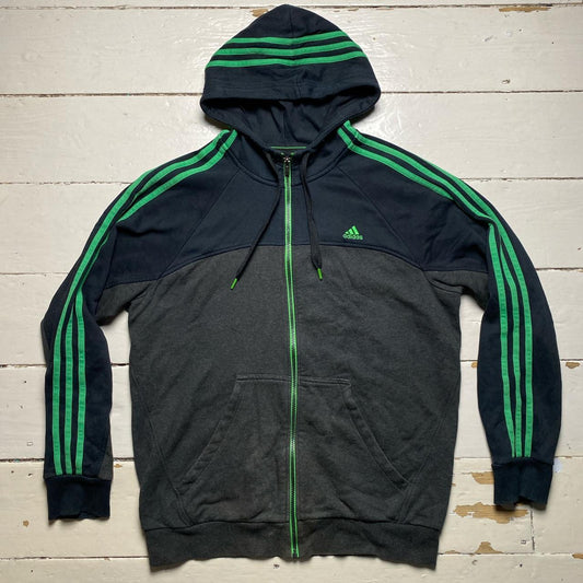 Adidas Performance Essentials Black Grey and Green Hoodie