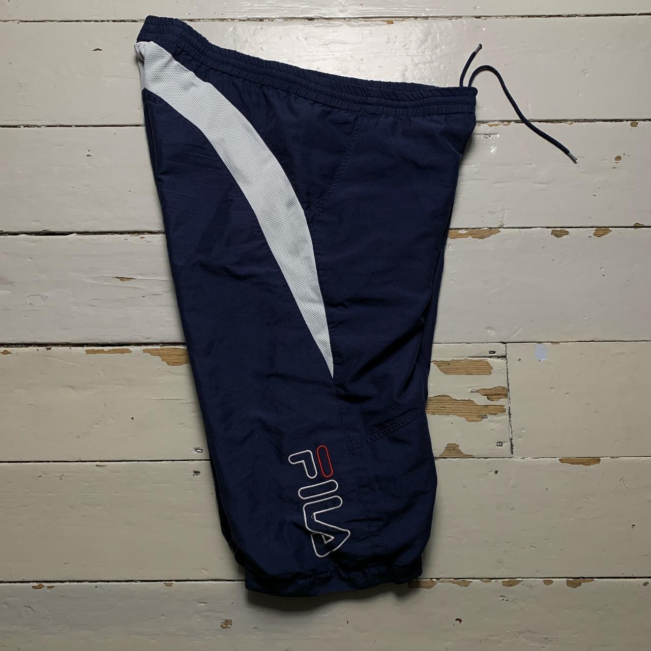 Fila Vintage Baggy Shell Track Pant Shorts Navy White and Red