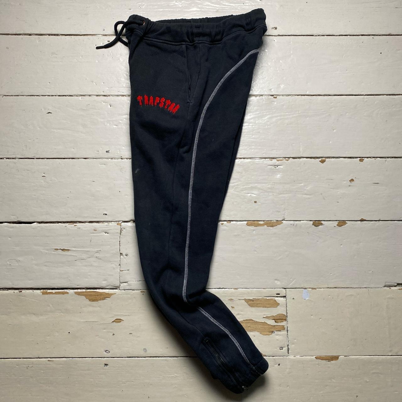 Trapstar Black Red and White Contrast Stitch Slim Joggers