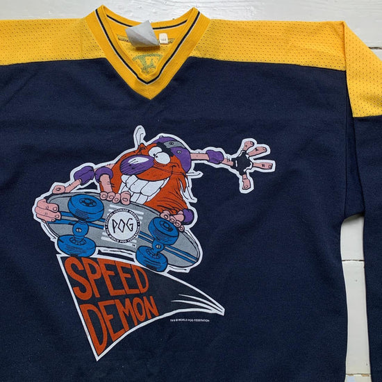POG Vintage Long Sleeve Hockey Style Skateboarding Jersey