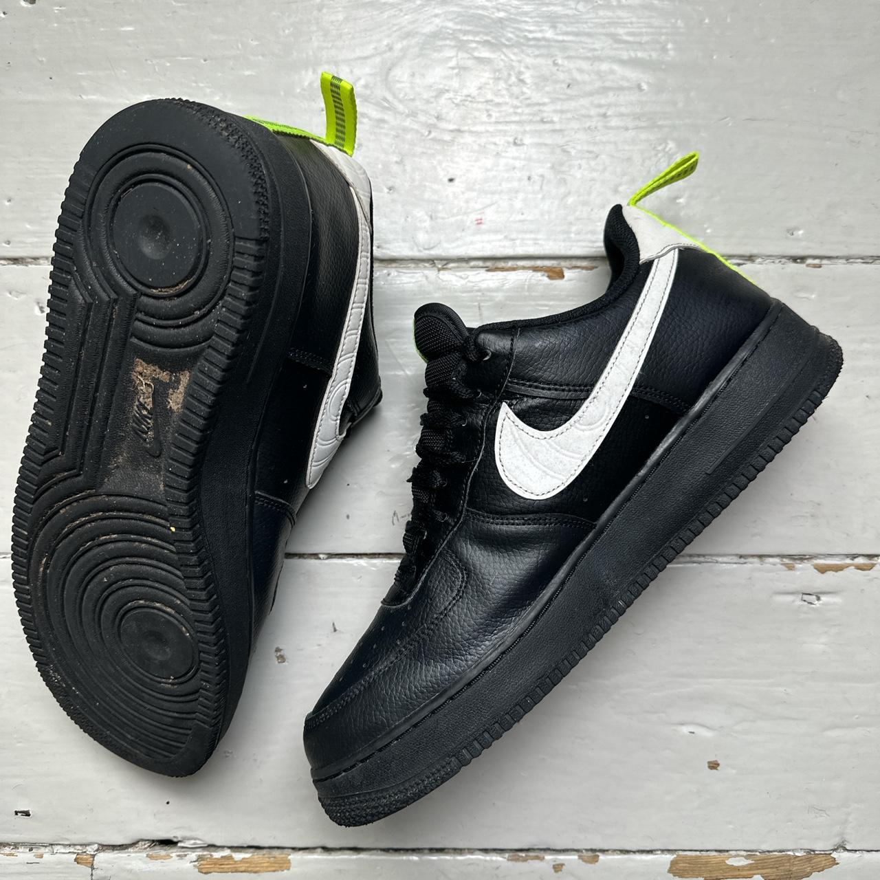 Nike Air Force 1 Black White and Neon Green