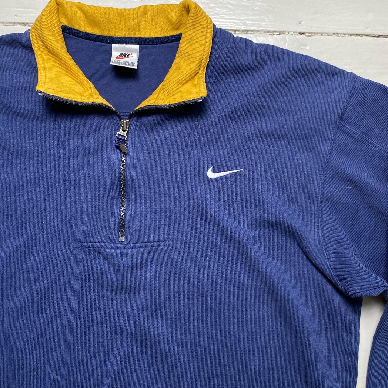 Nike Vintage Swoosh 90’s Navy and Yellow Quarter Zip Jumper