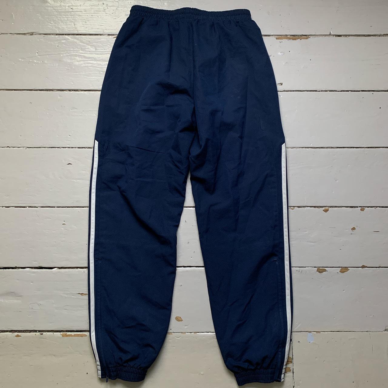 Adidas Navy and White Shell Trackpant Bottoms