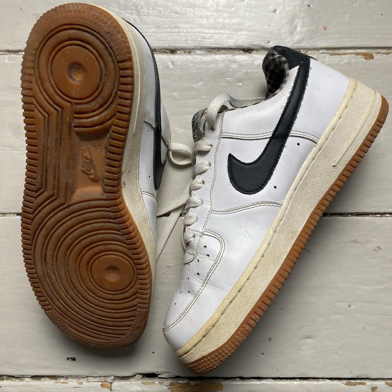 Nike Air Force 1 White and Black Gum Sole Checkered Interior