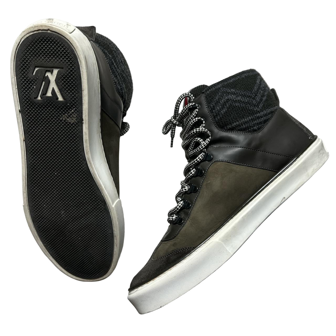Louis Vuitton High Sock Ankle Trainers Khaki Green (UK 9)