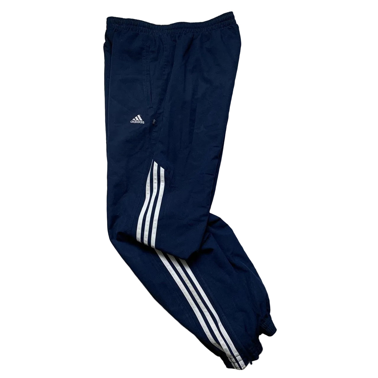 Adidas Navy and White Shell Trackpant Bottoms (S)