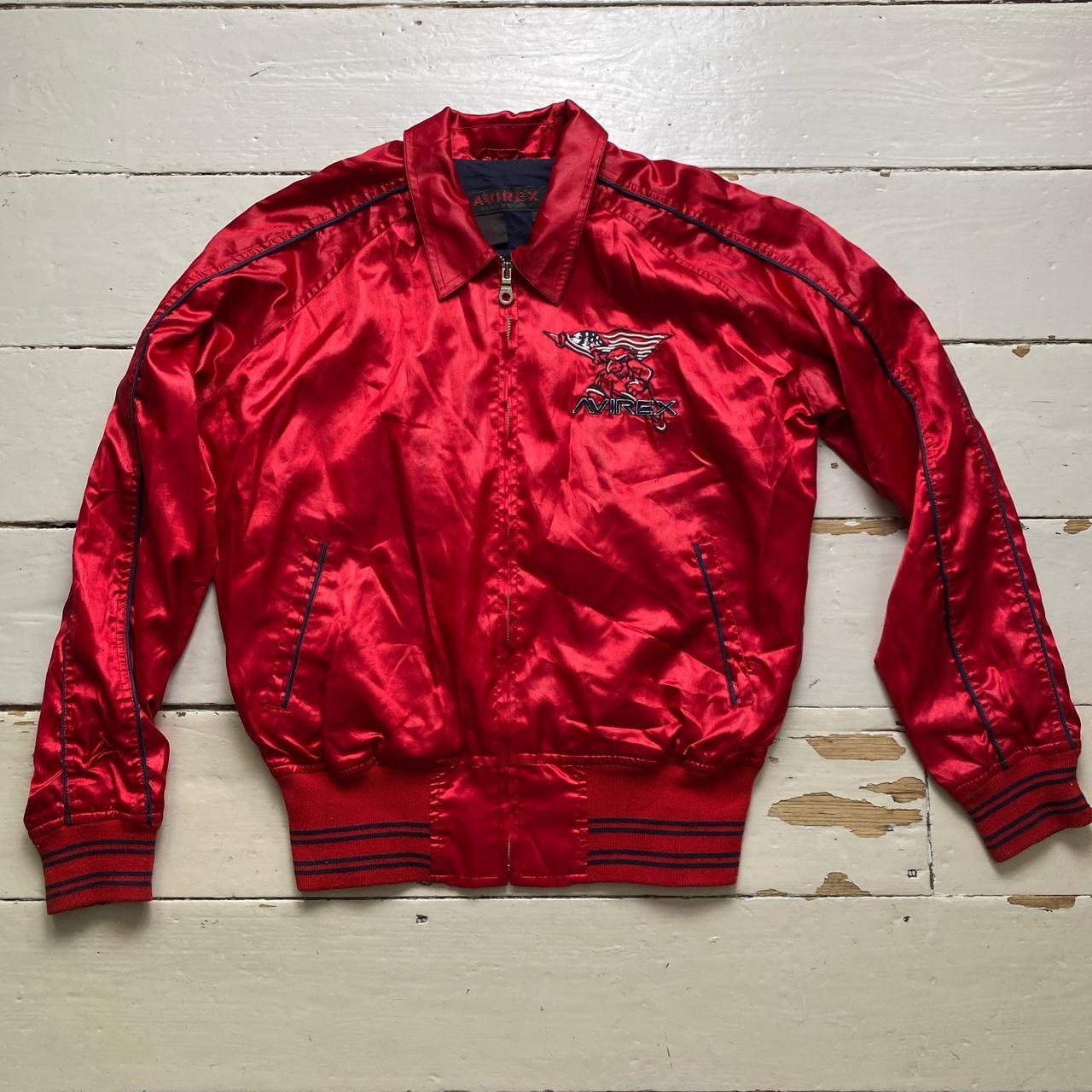 Avirex Vintage Red Satin Bomber Jacket