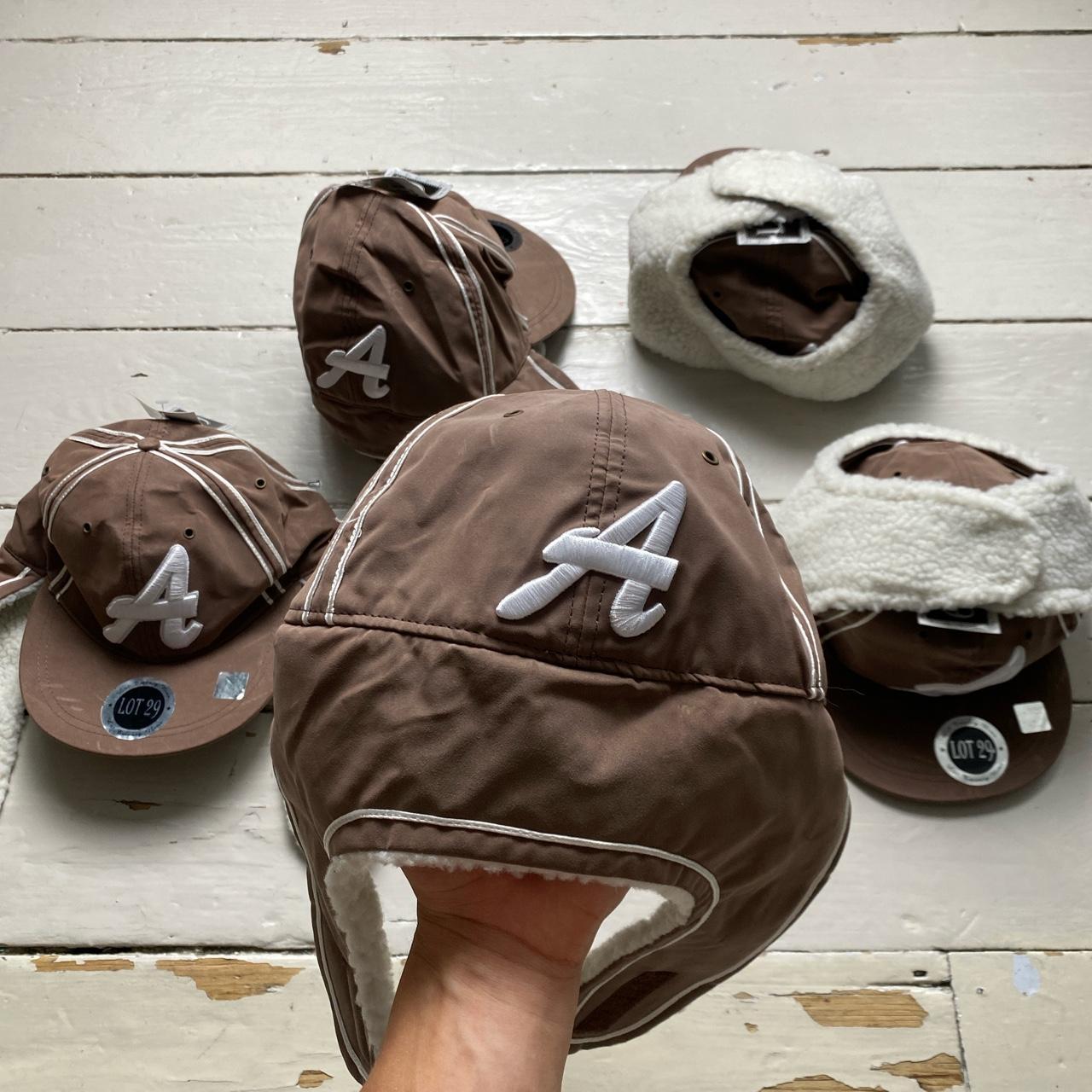 Lot 29 Atlanta Braves A Brown and White Dog Ear Trapper Fitted Cap