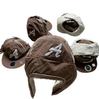 Lot 29 Atlanta Braves A Brown and White Dog Ear Trapper Fitted Cap