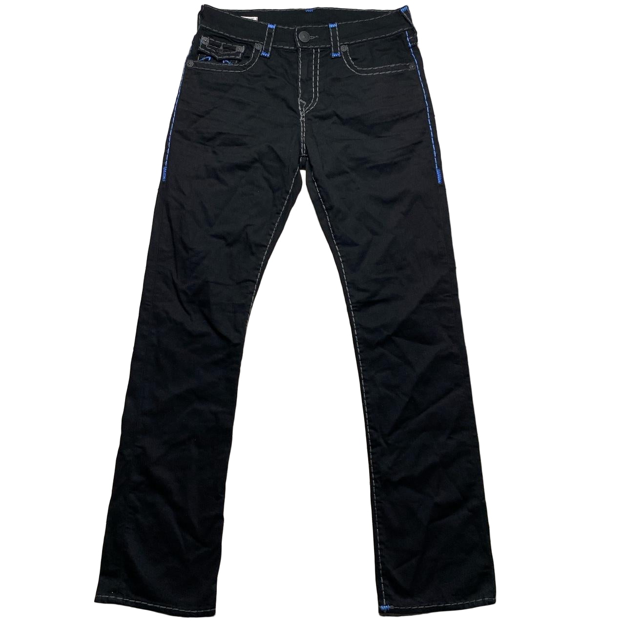 True Religion Black Blue and Grey Big Stitch Ricky Jeans (32W)