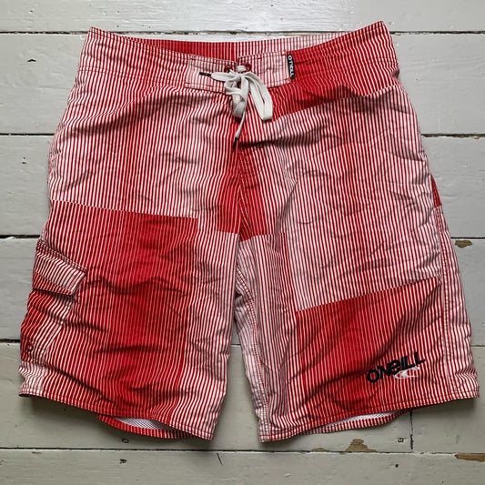 O’Neill Vintage Red and White Surf Swim Shorts