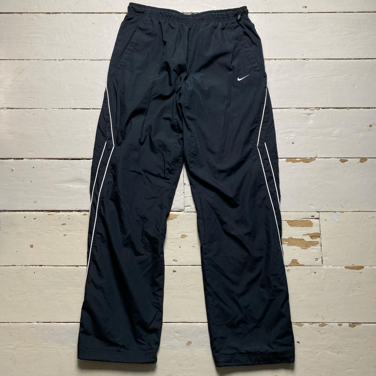 Nike Swoosh Vintage Shell Baggy Track Pant Bottoms Black and White
