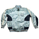 Ecko UNLTD Vintage Navy and Baby Light Blue Varsity Bomber Jacket (XL)