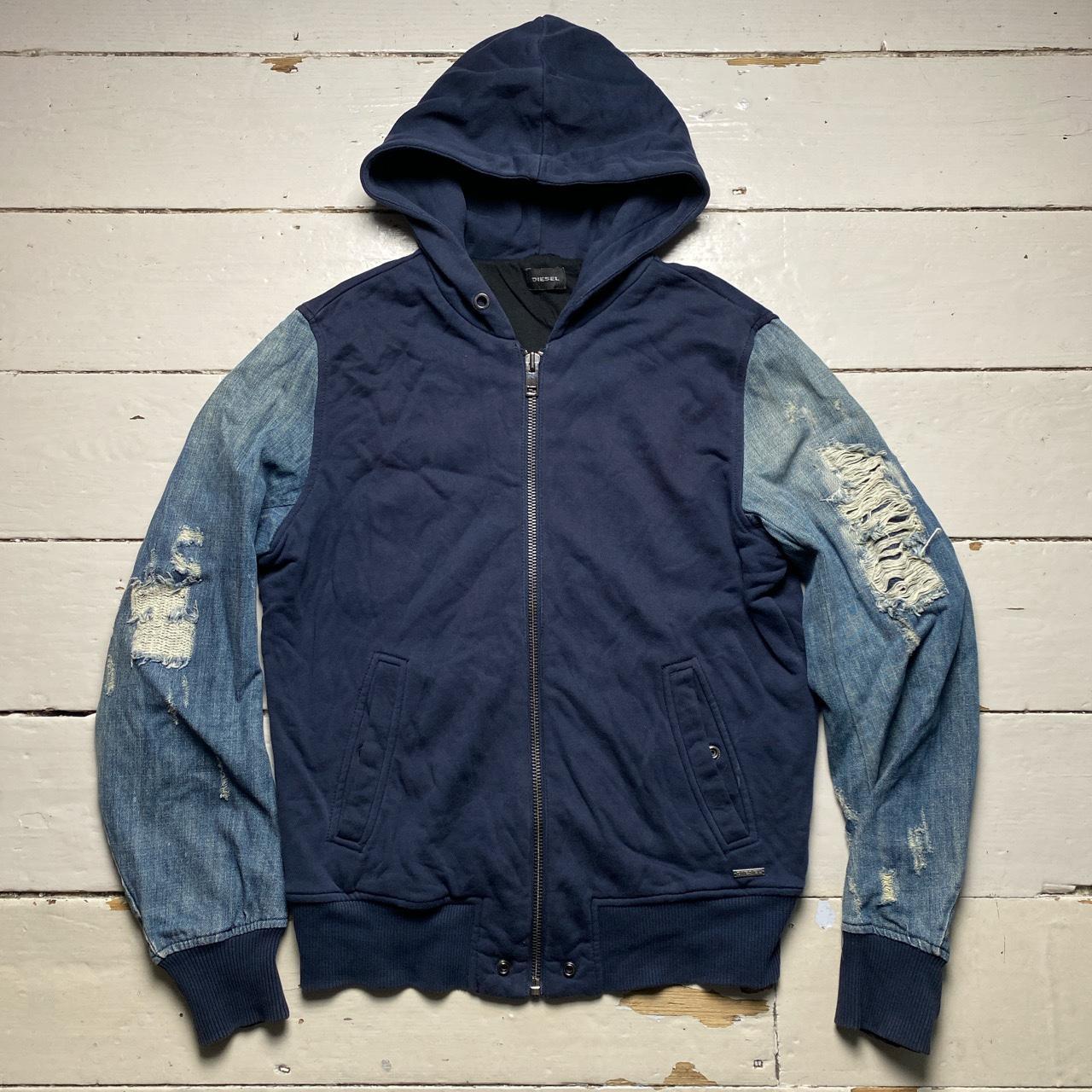 Diesel Half Denim Distressed Hoodie Jacket