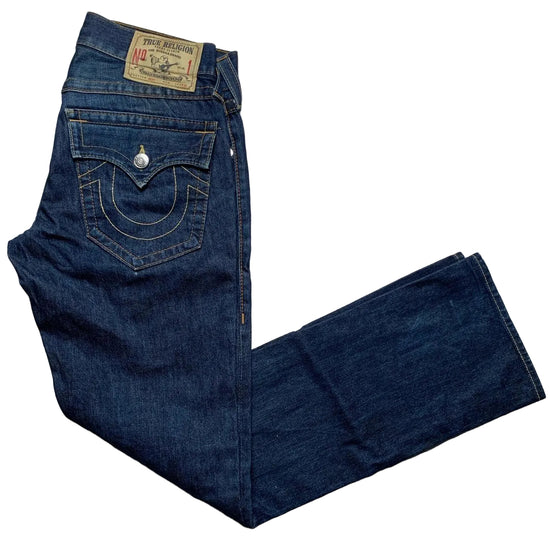 True Religion Ricky Dark Navy Jeans Yellow Stitch (30W)