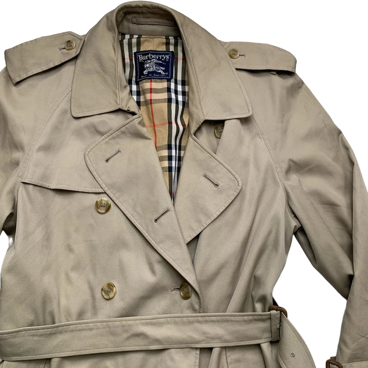 Burberrys Burberry Vintage Womens Trench Coat Jacket with Belt (XL)