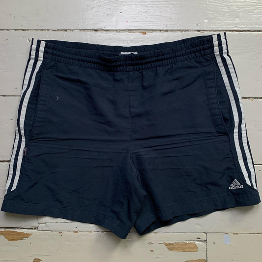 Adidas Vintage Baggy Shell Track Pant Shorts Navy and White