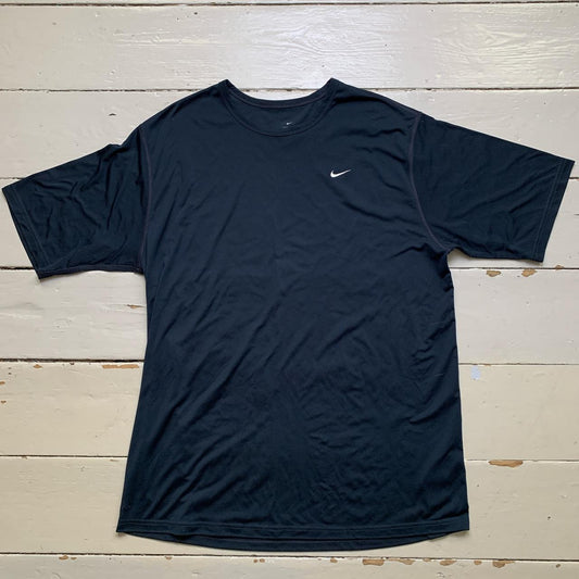 Nike Dri Fit Vintage Swoosh Navy and White T Shirt