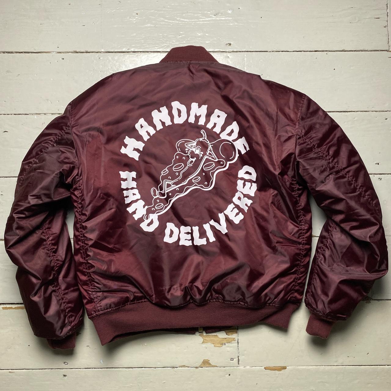 Yard Sale Pizza Bomber Jacket Burgundy