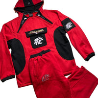 Cleanch Super Sports Vintage 90’s Baggy Red and Black Hip Hop Tracksuit (XL/2XL)