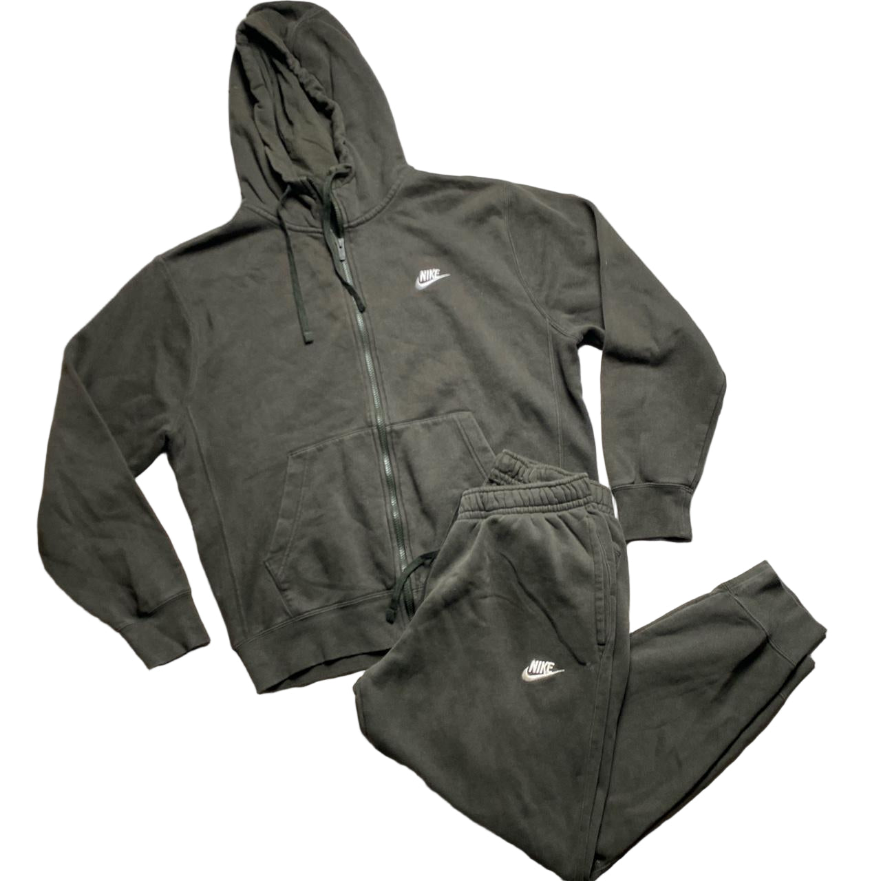 Nike Khaki Green and White Swoosh Full Tracksuit (M)