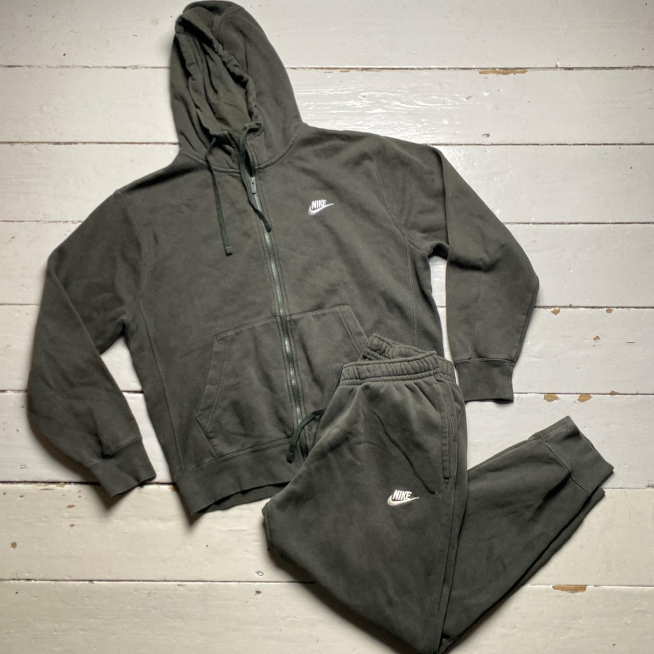 Nike Khaki Green and White Swoosh Full Tracksuit