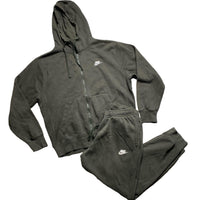 Nike Khaki Green and White Swoosh Full Tracksuit (M)