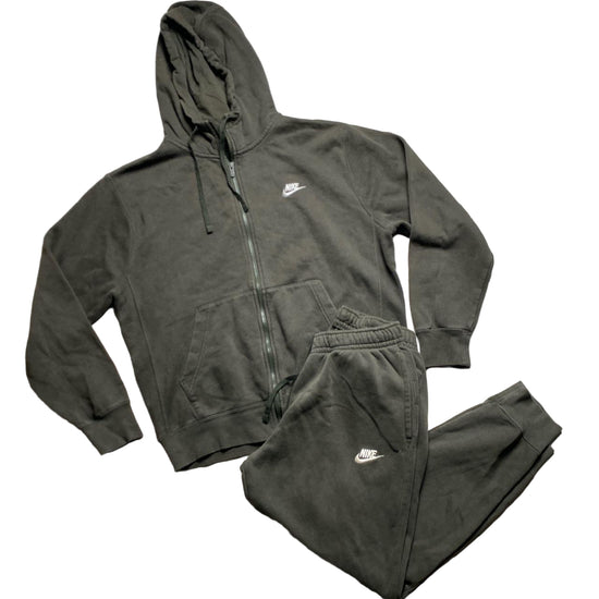 Nike Khaki Green and White Swoosh Full Tracksuit (M)