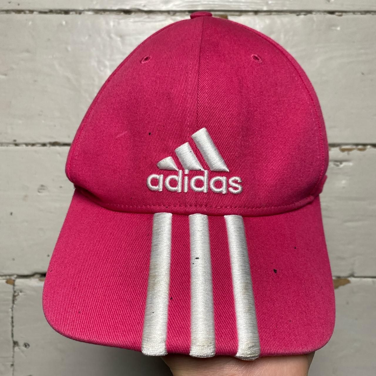 Adidas Pink and White Stripe Cap