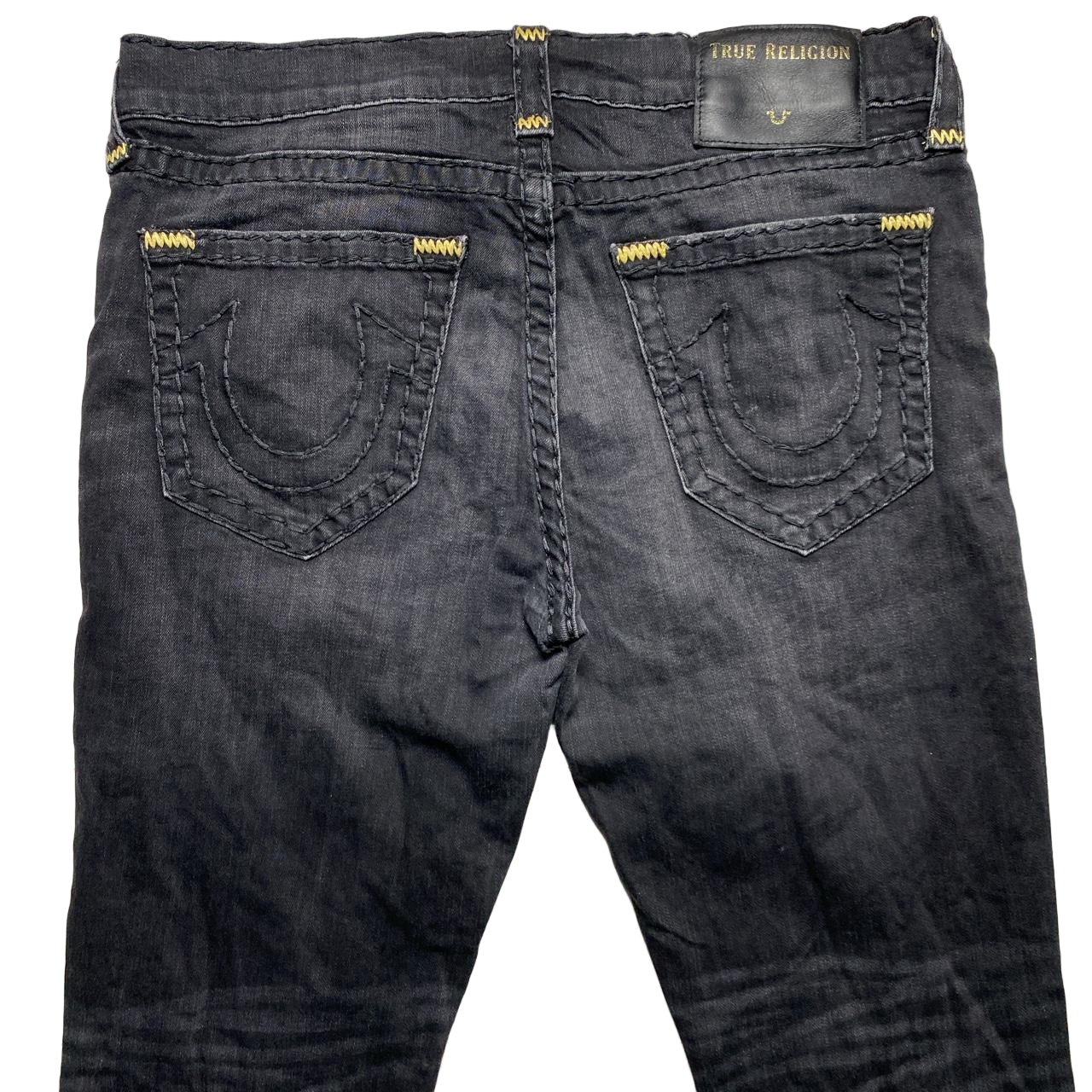 True Religion Geno Black and Gold Big Stitch Jeans (34W)