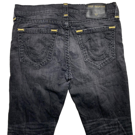 True Religion Geno Black and Gold Big Stitch Jeans (34W)