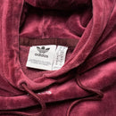 Adidas Velour Womens Hoodie Burgundy and White (S)