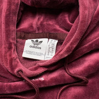 Adidas Velour Womens Hoodie Burgundy and White (S)