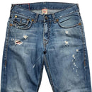 True Religion Billy Giant Big T Big Grey Stitch and Blue Jeans (33W)